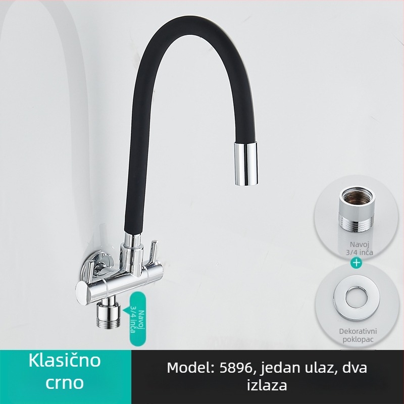 Mlaznica za perilicu rublja, s jednim ulazom i dvama izlazima, rotirajući trokutni kutni ventil; djelomično bakreno tijelo; keramički disk ventil; model 5896; jednostruko spajanje