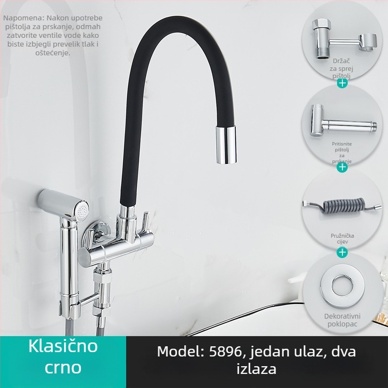 Mlaznica za perilicu rublja, s jednim ulazom i dvama izlazima, rotirajući trokutni kutni ventil; djelomično bakreno tijelo; keramički disk ventil; model 5896; jednostruko spajanje