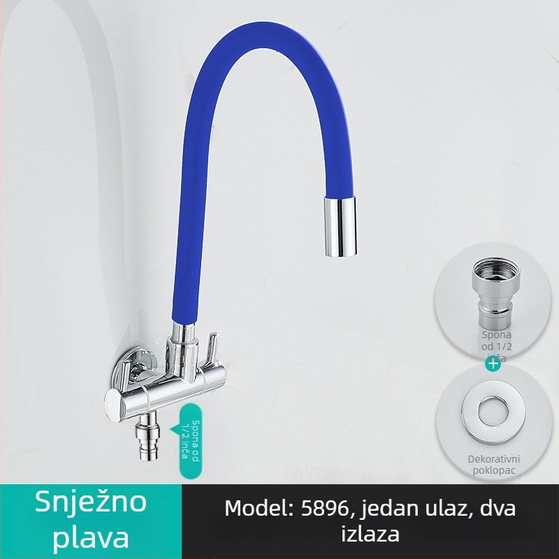 Mlaznica za perilicu rublja, s jednim ulazom i dvama izlazima, rotirajući trokutni kutni ventil; djelomično bakreno tijelo; keramički disk ventil; model 5896; jednostruko spajanje