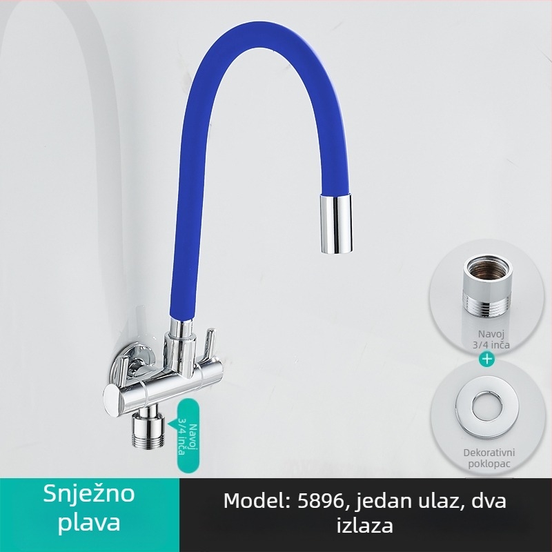 Mlaznica za perilicu rublja, s jednim ulazom i dvama izlazima, rotirajući trokutni kutni ventil; djelomično bakreno tijelo; keramički disk ventil; model 5896; jednostruko spajanje