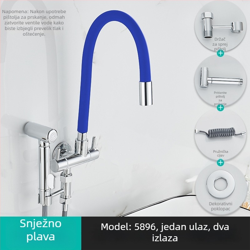 Mlaznica za perilicu rublja, s jednim ulazom i dvama izlazima, rotirajući trokutni kutni ventil; djelomično bakreno tijelo; keramički disk ventil; model 5896; jednostruko spajanje