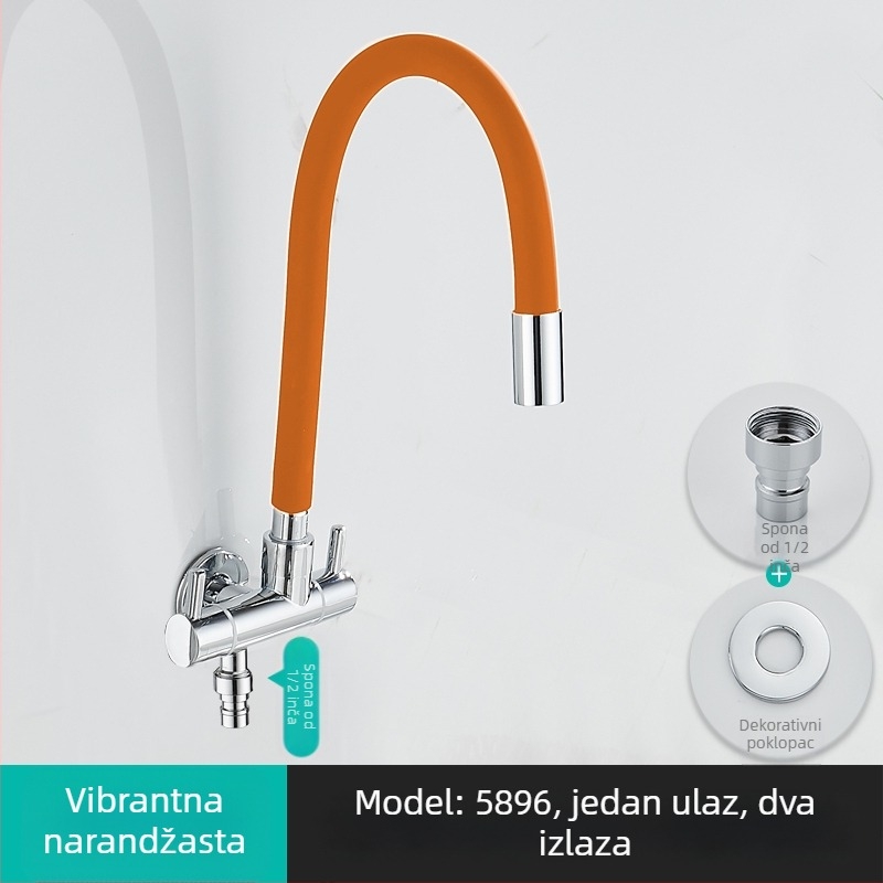 Mlaznica za perilicu rublja, s jednim ulazom i dvama izlazima, rotirajući trokutni kutni ventil; djelomično bakreno tijelo; keramički disk ventil; model 5896; jednostruko spajanje