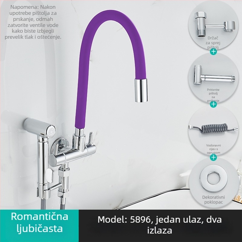 Mlaznica za perilicu rublja, s jednim ulazom i dvama izlazima, rotirajući trokutni kutni ventil; djelomično bakreno tijelo; keramički disk ventil; model 5896; jednostruko spajanje