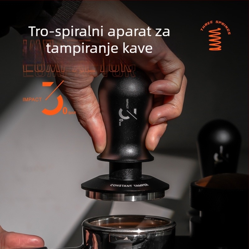 Ručni tamper za kavu, nehrđajući čelik 304, 412 g, prilagodljiv, otisnut logotip