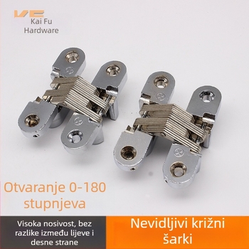 Ugrađeni križni šarniri za vrata — križni dizajn, cinkov spoj, brušena površina, obični debeli šarnir