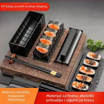 DIY set za kalupe za sushi – 10-djelni japanski stil, plastični, za kuhanje, prilagodba riže za sushi