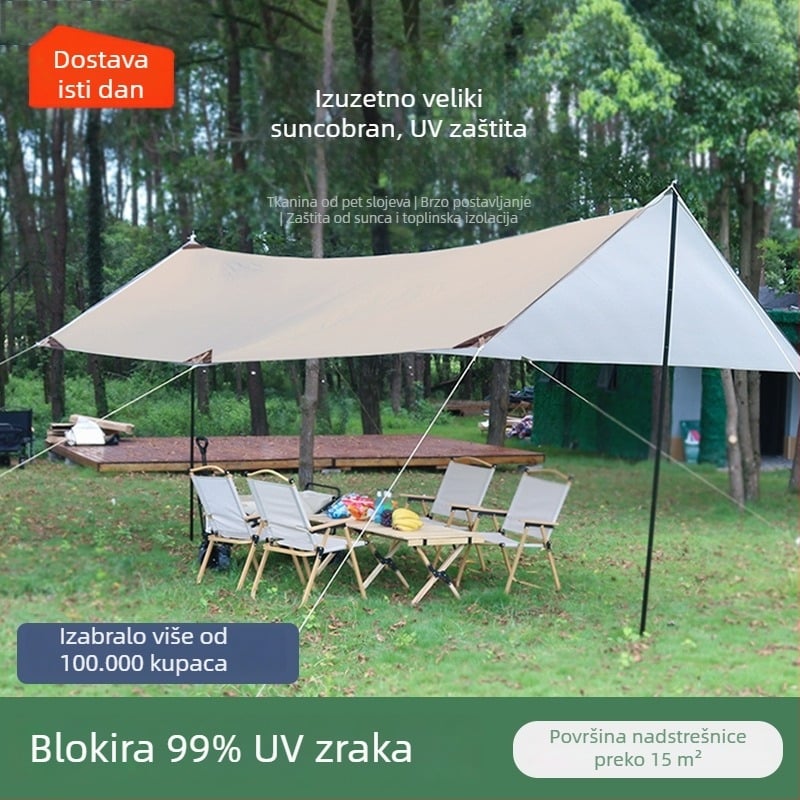 Vinilni kamp šator za kampiranje s UV zaštitom, prijenosna sjenica za sunce