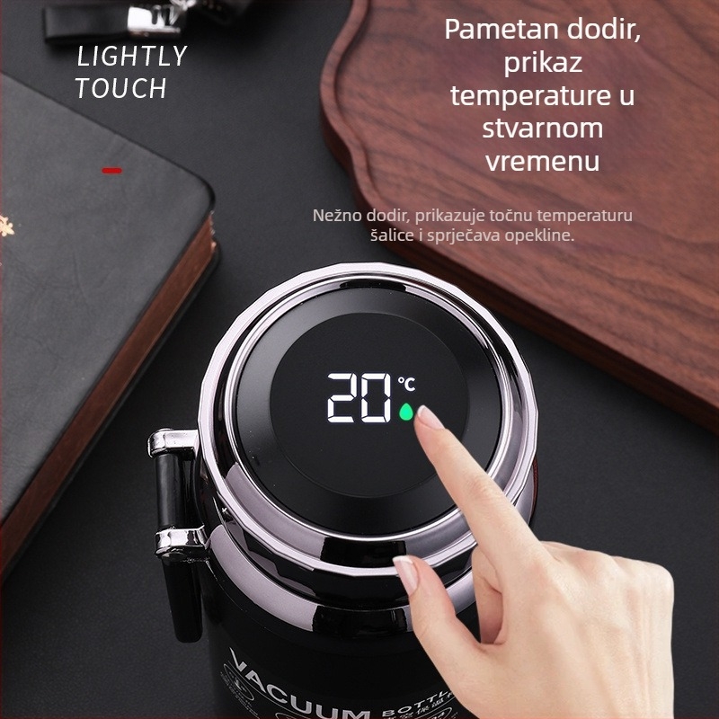 Termos za čaj s inteligentnim prikazom temperature, velik kapacitet, 304 inox, zadržava toplinu preko 36 sati, za muškarce, vanjska uporaba