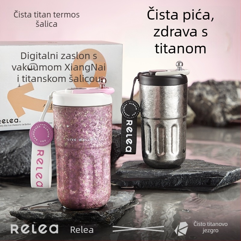 Termos za kavu od čistog titana s užetom za nošenje, unutarnji spremnik i vanjski omotač titan, izolacija 0–6 sati, vanjski stil