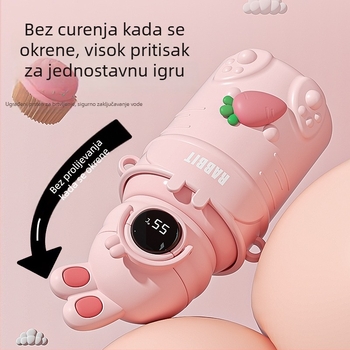 Dječja termos šalice sa slamkom, unutarnja posuda od 316 inoxa, zadržava toplinu 12–24 sati, s nosivom užetu, karikaturni dizajn