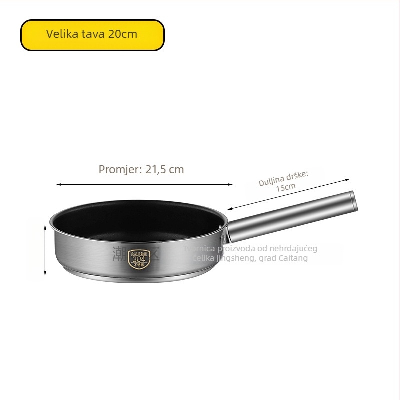 Prijenosni set posuđa za kampiranje od 304 nehrđajućeg čelika — 3 dijela: lonac, viseći lonac i tava, Model 16/20, 0,5 kg, za 3–5 osoba