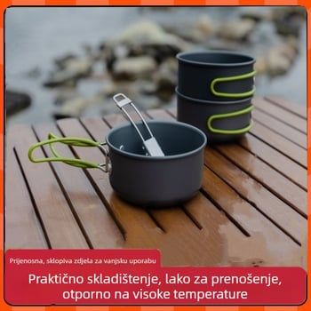 Sklopiva zdjela za kampiranje – prijenosni set posuđa s štapićima za jelo