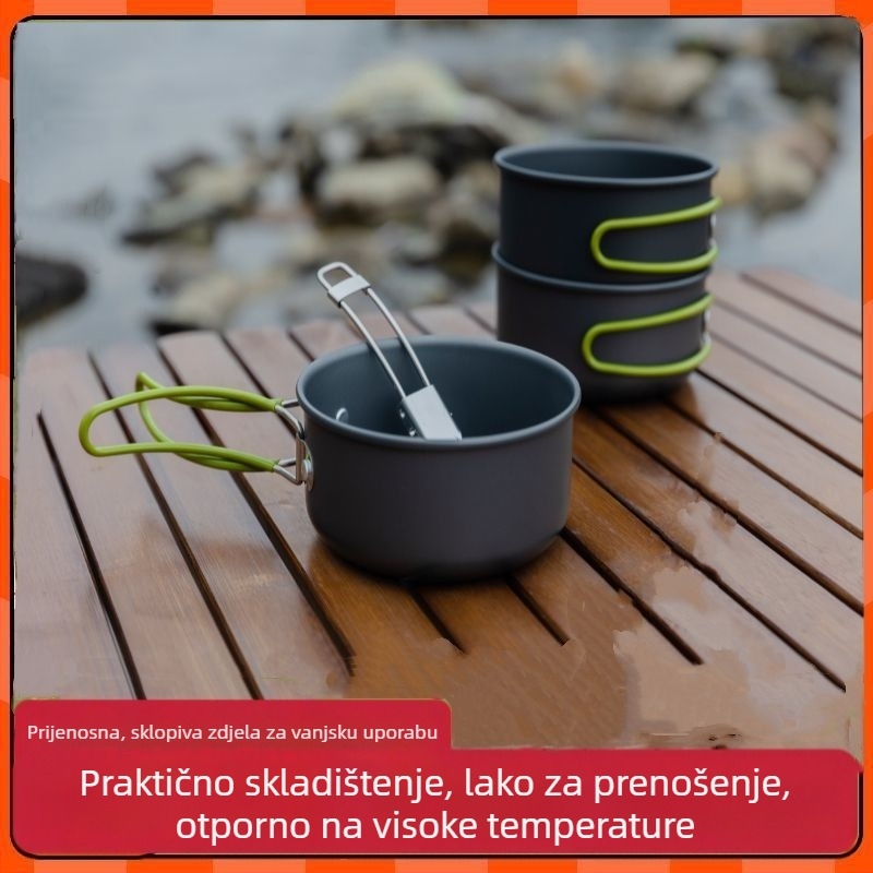 Sklopiva zdjela za kampiranje – prijenosni set posuđa s štapićima za jelo