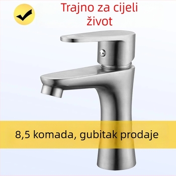 Kran od nehrđajućeg čelika za umivaonik, miješajući mješalica s keramičkim disk ventilem, brušeni završetak.