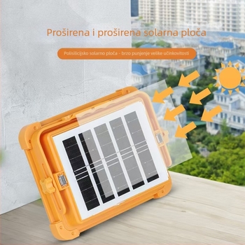 Kamp LED svjetlo s solarnim napajanjem, prijenosno, punjivo, nužno osvjetljenje, 5V, 3000, ručni prekidač