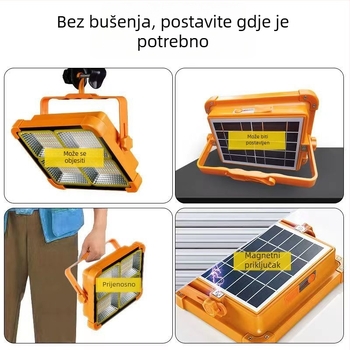 Kamp LED svjetlo s solarnim napajanjem, prijenosno, punjivo, nužno osvjetljenje, 5V, 3000, ručni prekidač