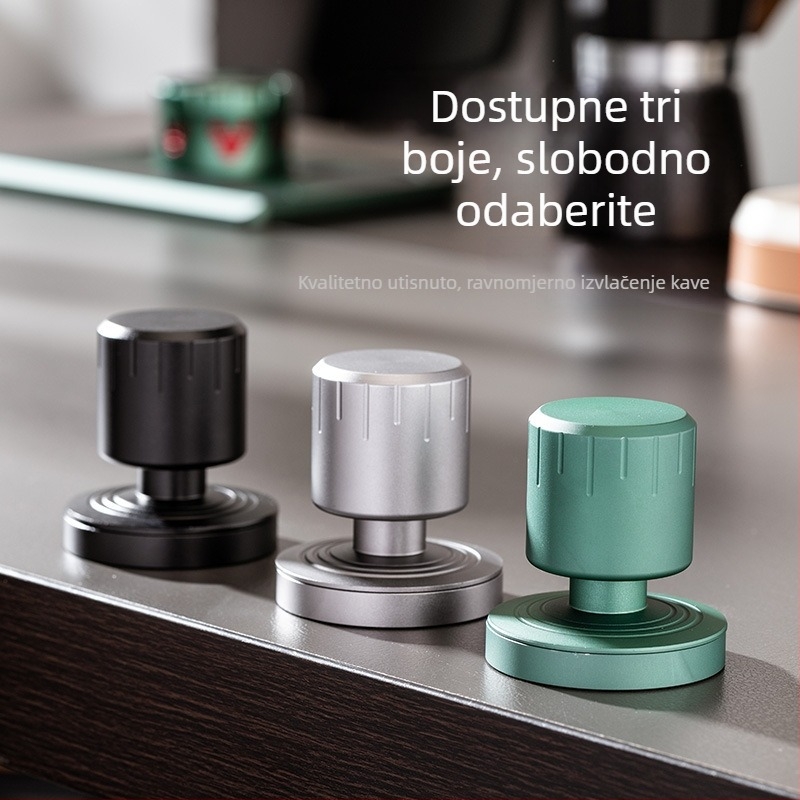 Mini espresso tamp za prašak s dvostrukom oprugom, tlak 30 lb, nehrđajući čelik, baza za pohranu, model 515358