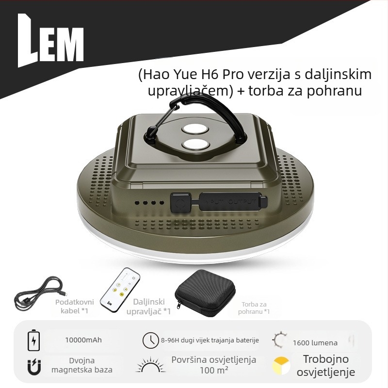 LEM LED kamping svjetlo s visećim dizajnom, punjiva litijska baterija, 5V 20W