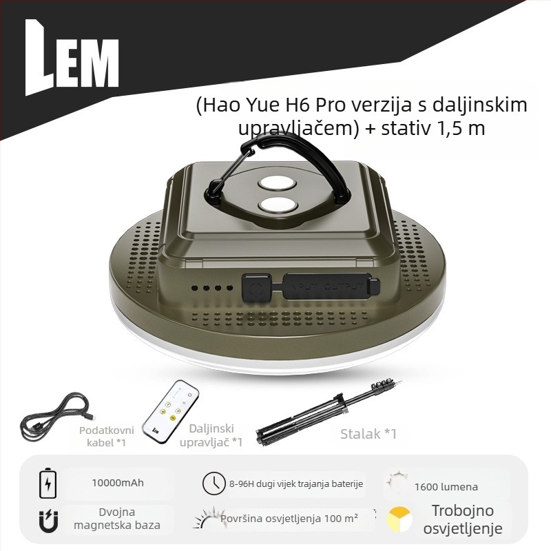 LEM LED kamping svjetlo s visećim dizajnom, punjiva litijska baterija, 5V 20W
