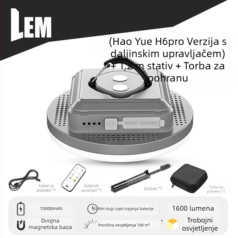 LEM LED kamping svjetlo s visećim dizajnom, punjiva litijska baterija, 5V 20W