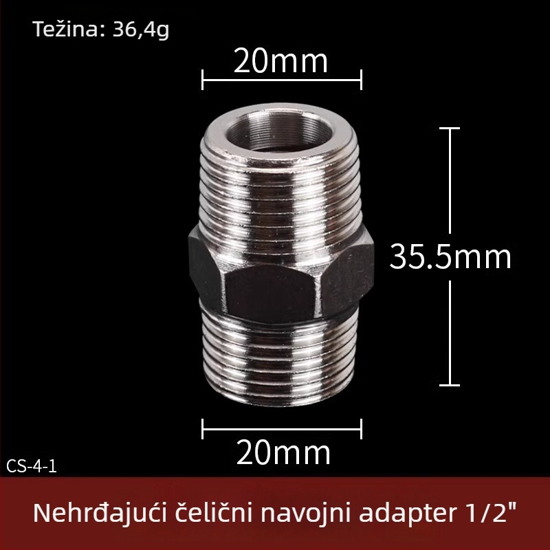 Fitingi od nehrđajućeg čelika za vodovodne cijevi: T priključak, zavoj, muški-ženski navoj, ravni konektor, komplet od 4 dijela