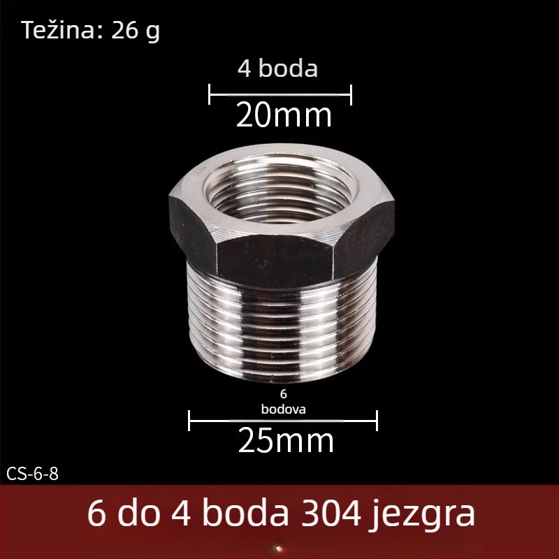 Fitingi od nehrđajućeg čelika za vodovodne cijevi: T priključak, zavoj, muški-ženski navoj, ravni konektor, komplet od 4 dijela