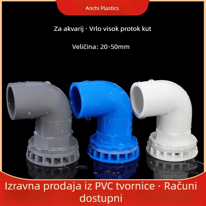 An Chi PVC akvarijski koljeni spoj s unutarnjim i vanjskim navojem, za dovod i odvod vode, sprječavanje preljeva