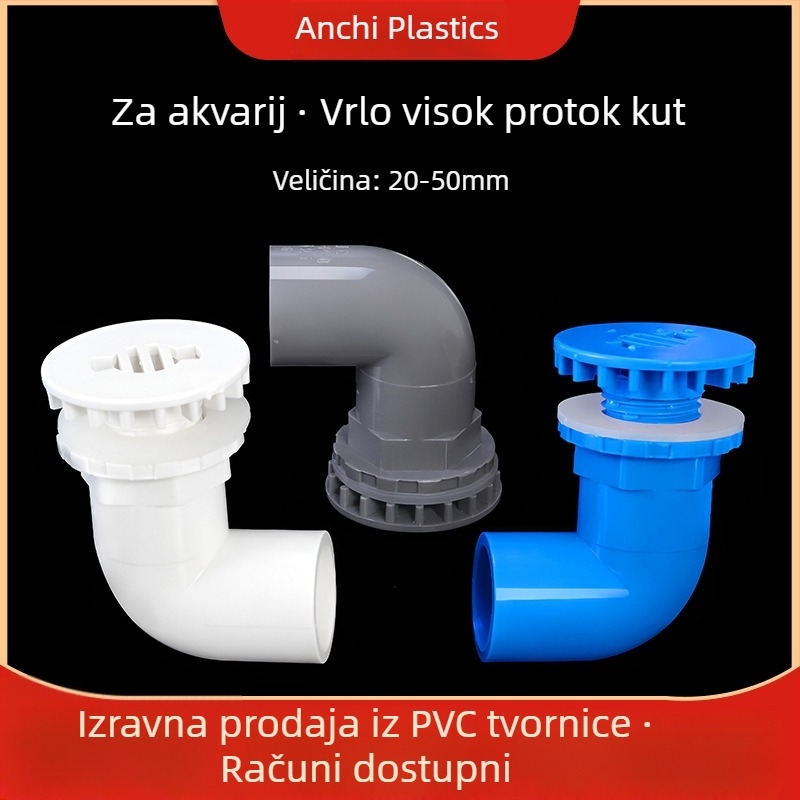 An Chi PVC akvarijski koljeni spoj s unutarnjim i vanjskim navojem, za dovod i odvod vode, sprječavanje preljeva