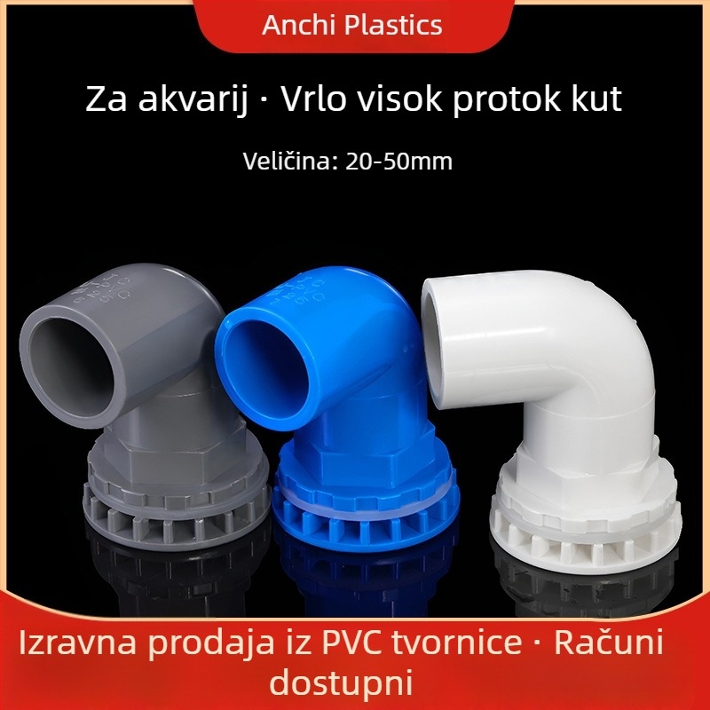 An Chi PVC akvarijski koljeni spoj s unutarnjim i vanjskim navojem, za dovod i odvod vode, sprječavanje preljeva