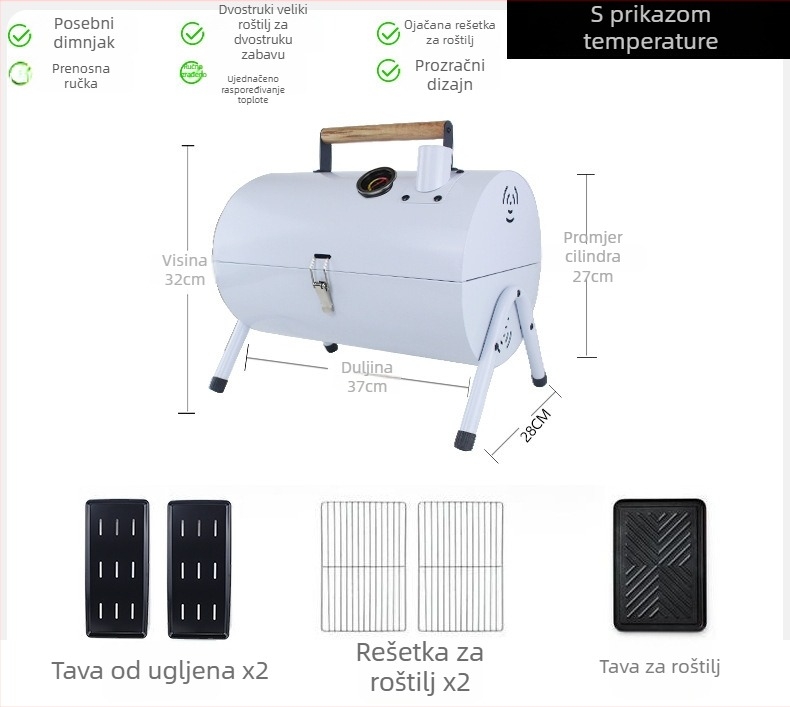Dvostruka pladnja za roštilj od karbonskog čelika, prijenosna, sklopiva za kampiranje (prženje i pečenje, 4,2 kg, 3–5 porcija)