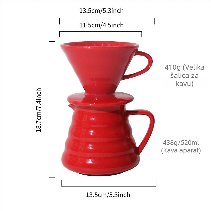 Set keramičkih šalica za pour-over kavu s koničnim spiralnim uzorkom