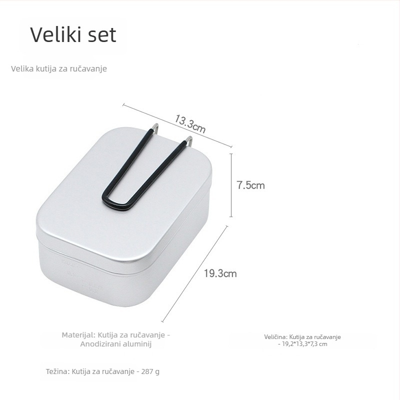Kamp kuhinjska aluminijska kutija za ručak — prenosna, dvostruka upotreba, model 0585, težina 170 g, za 1–2 osobe, aluminijska legura