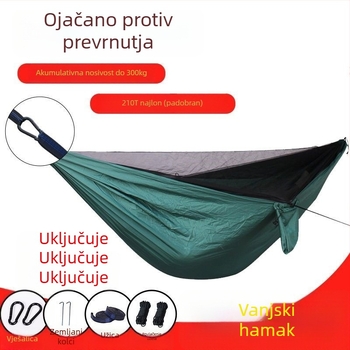 Hamak za kampiranje s mrežom protiv komaraca, brzo otvaranje, sa stalkom, padobransko platno, za jedno ili dvostruko