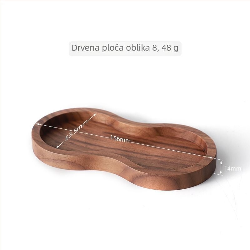Set kavanskih pribora s okruglom osnovom od orahovog drveta, stalak za prašak i set za doziranje praška