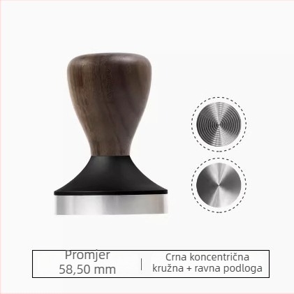 Tampom za kavu - nehrđajući čelik, moderni minimalistički stil, koncentrično kružno ravno dno, masa 352 g, mogućnost prilagodbe