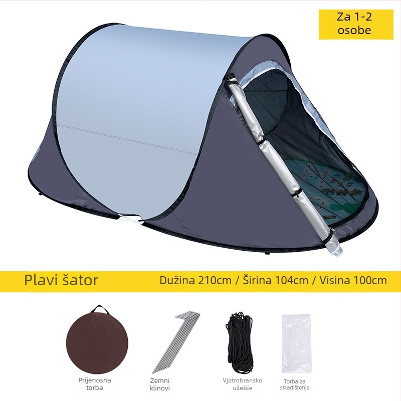 Pop-up vanjski šator (jednovrstni; brzo postavljanje; četiri sezone; 1,4 kg; materijal 210D Oxford)