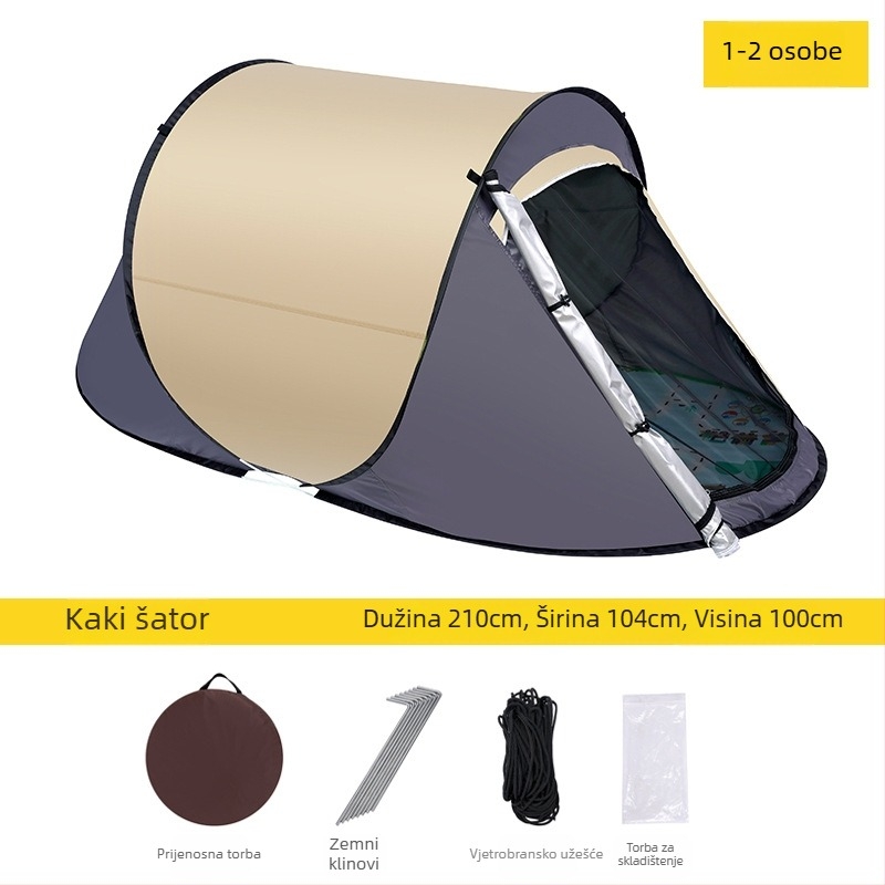 Pop-up vanjski šator (jednovrstni; brzo postavljanje; četiri sezone; 1,4 kg; materijal 210D Oxford)