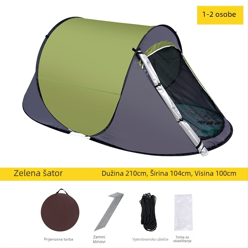 Pop-up vanjski šator (jednovrstni; brzo postavljanje; četiri sezone; 1,4 kg; materijal 210D Oxford)