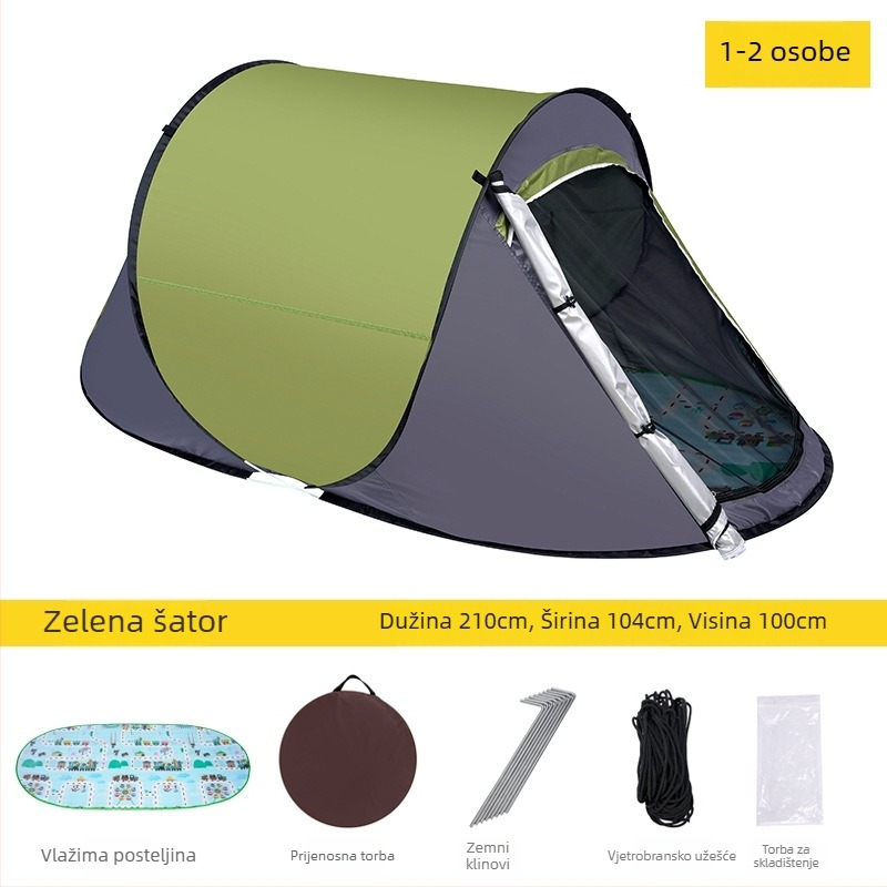 Pop-up vanjski šator (jednovrstni; brzo postavljanje; četiri sezone; 1,4 kg; materijal 210D Oxford)