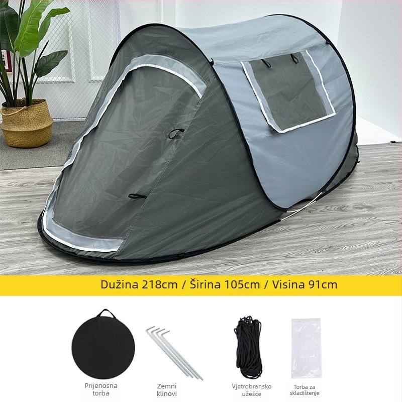 Pop-up vanjski šator (jednovrstni; brzo postavljanje; četiri sezone; 1,4 kg; materijal 210D Oxford)