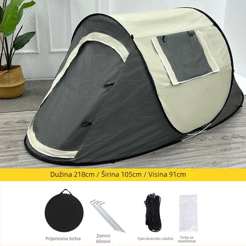 Pop-up vanjski šator (jednovrstni; brzo postavljanje; četiri sezone; 1,4 kg; materijal 210D Oxford)