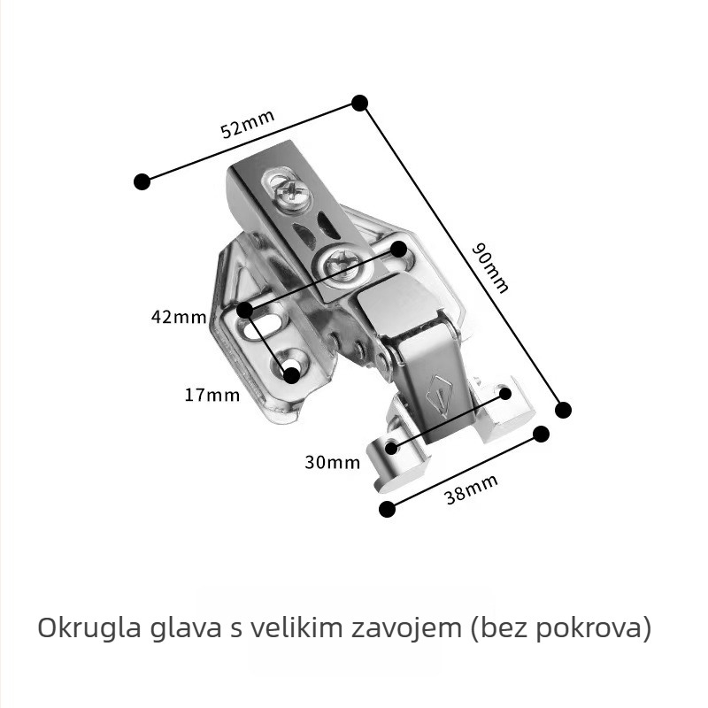 Šarniri za staklena vrata Lingzhi, 201 nehrđajući čelik, 1 mm, elektroplatirano