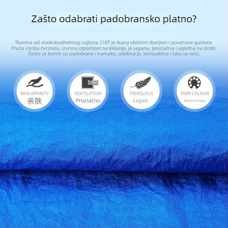 Hamak Kailude – najlon tkanina, nosivost 250 kg, težina 1,35 kg