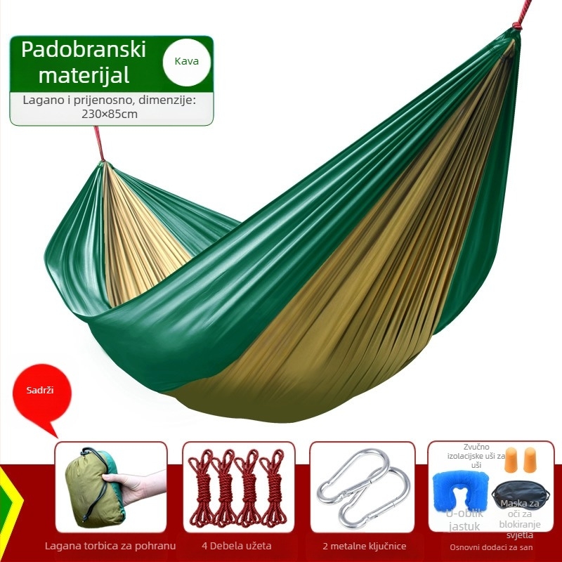 Hamak Kailude – najlon tkanina, nosivost 250 kg, težina 1,35 kg