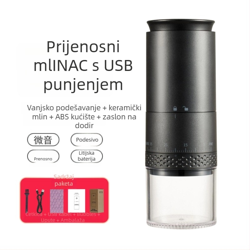 Električni mlin za kavu KFYMJ-985-1 | Nehrđajući čelik | Prilagođeni logotip | Za ured | Premium kvaliteta