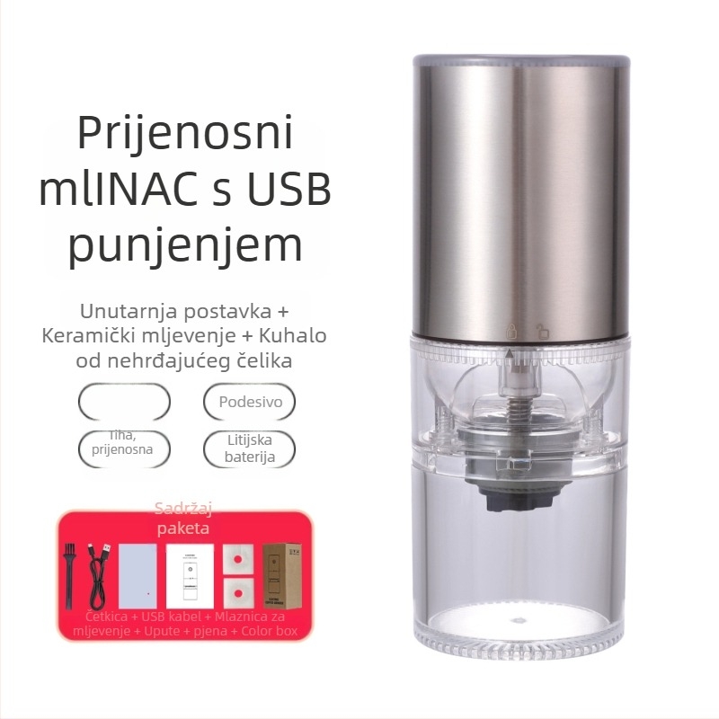 Električni mlin za kavu KFYMJ-985-1 | Nehrđajući čelik | Prilagođeni logotip | Za ured | Premium kvaliteta