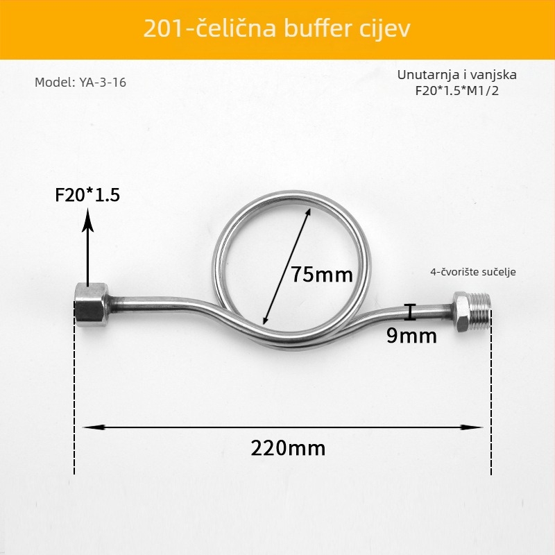 Dvostrano završna cijev buffer za manometar, od nehrđajućeg čelika/željeza, Cisqu marka, Klasa prvi