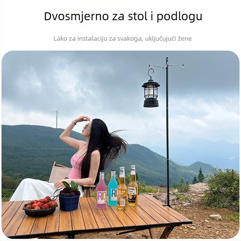 Stalak za kamping lampu, žarulja s vlaknom, napajanje za ponovno punjenje
