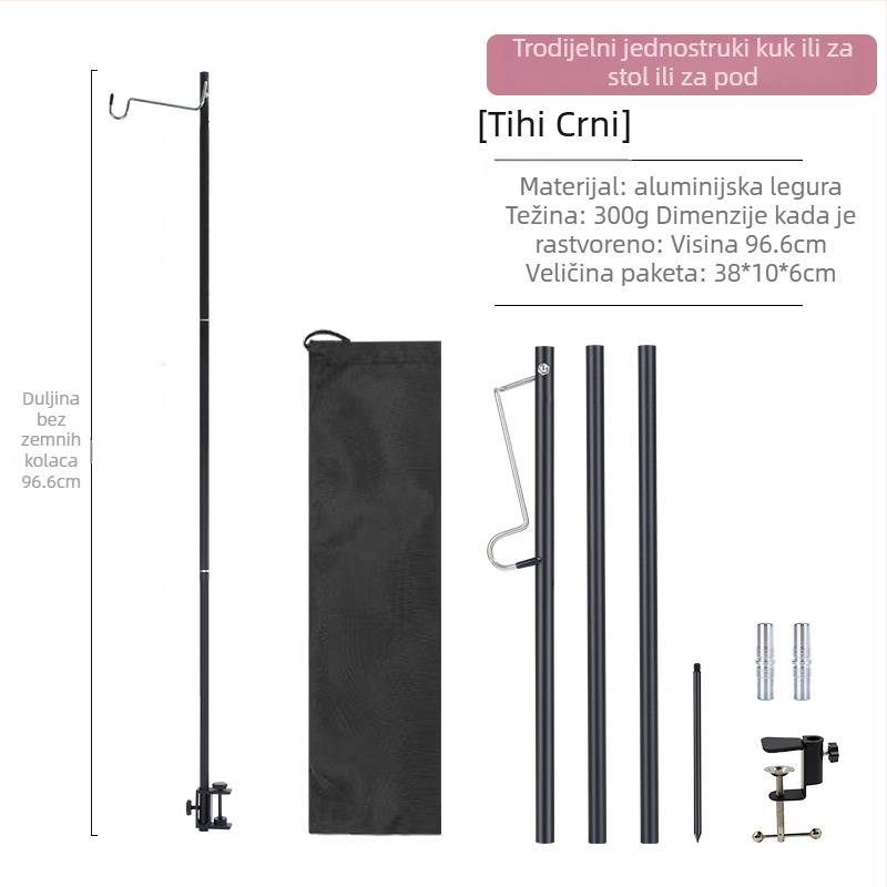 Stalak za kamping lampu, žarulja s vlaknom, napajanje za ponovno punjenje