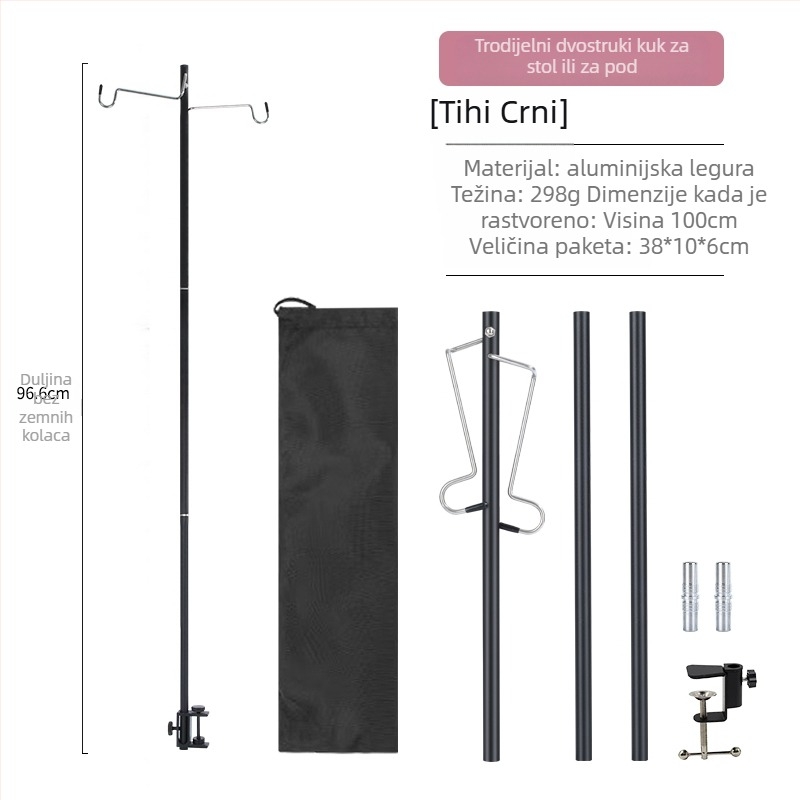 Stalak za kamping lampu, žarulja s vlaknom, napajanje za ponovno punjenje